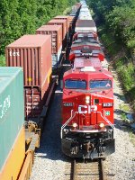 CP 8838 about to pass under Bobolink Rd. with Train 199 west
